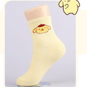 Sanrio Pompompurin Yellow Kids Girls Crew Socks 1 Pair New